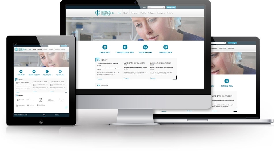 CNA - St Vincent's Health Australia website Photo of the website on desktop, tablet and mobile